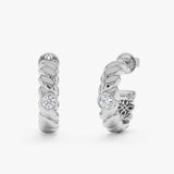 Lab Grown Rope Hoop Earrings, Araminta