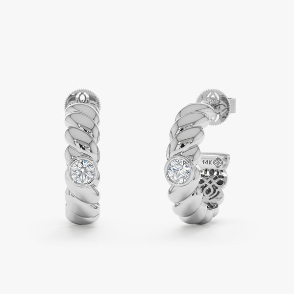 Lab Grown Rope Hoop Earrings, Araminta