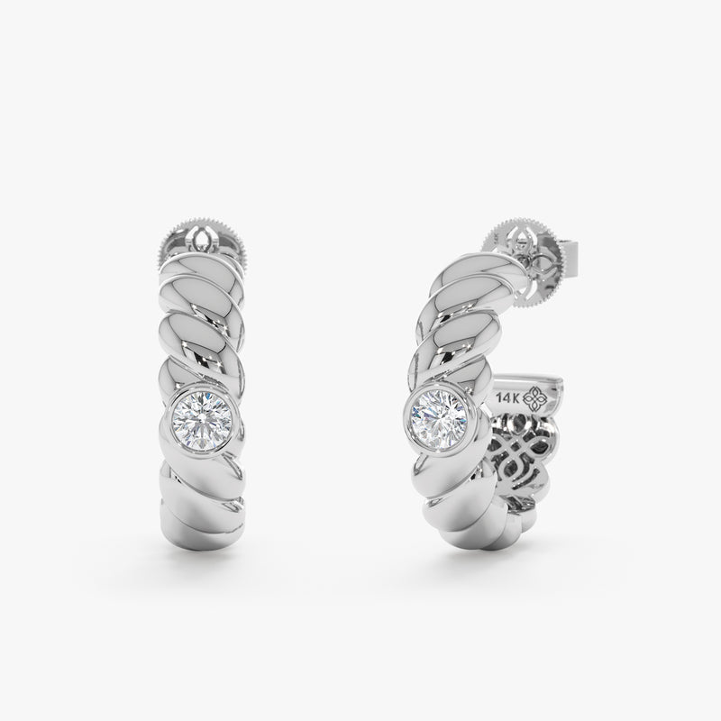 Lab Grown Rope Hoop Earrings, Araminta