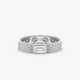 Wide Emerald Cut Lab Diamond Ring, Cirethiel