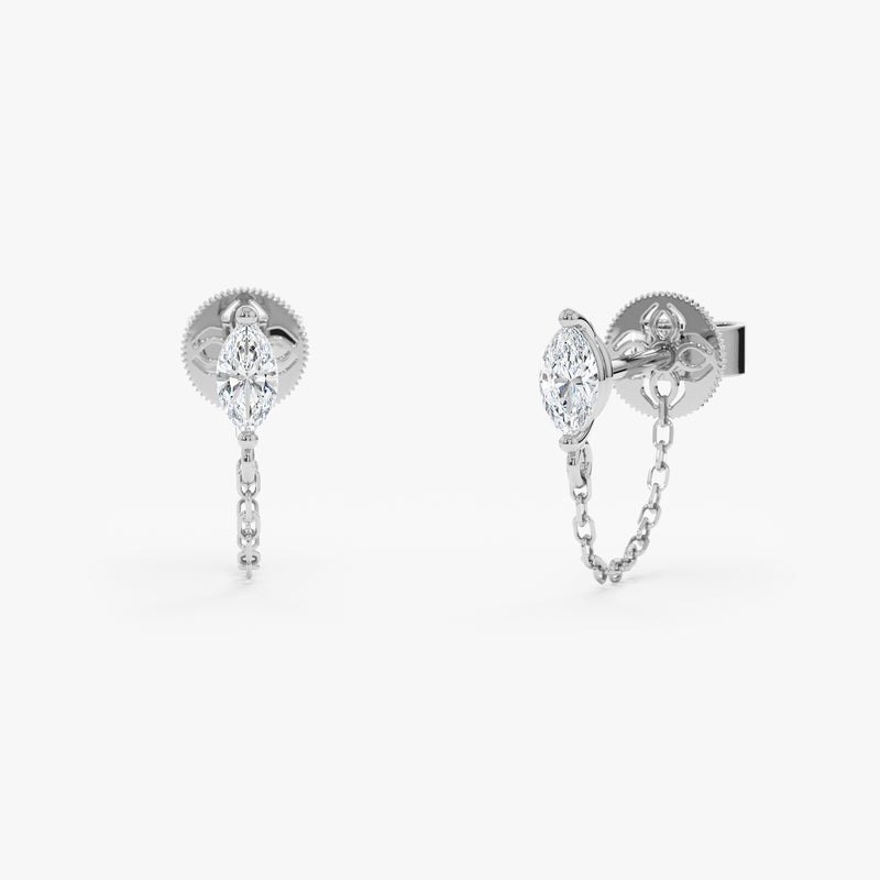 Marquise Diamond Chain Earrings, Caelith