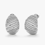 Solid Gold Ribbed & Beaded Hoops, Evadne