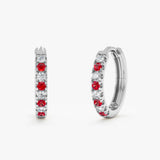 Alternating Diamond and Ruby Hoop Earrings, Thessanora