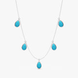 Turquoise Pear Cabochon Dangly Necklace, Kaia