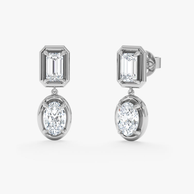 Mixed Cut Lab Grown Diamond Drop Earrings, Zephina