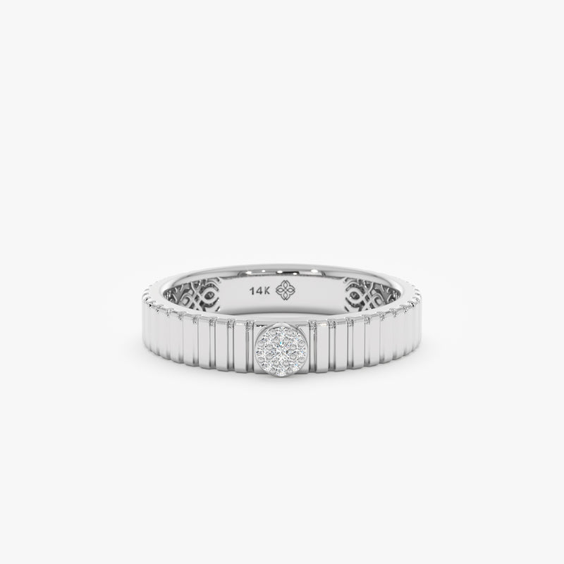 Ridged Solid Gold Diamond Ring, Georgia