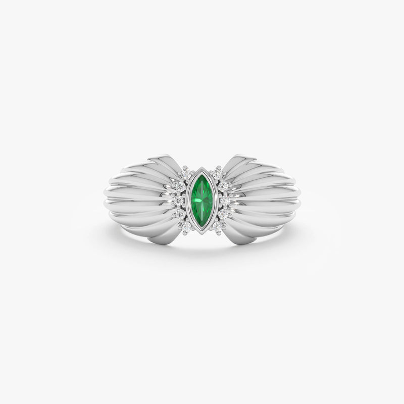 Vintage Marquise Emerald Ring, Zephyra