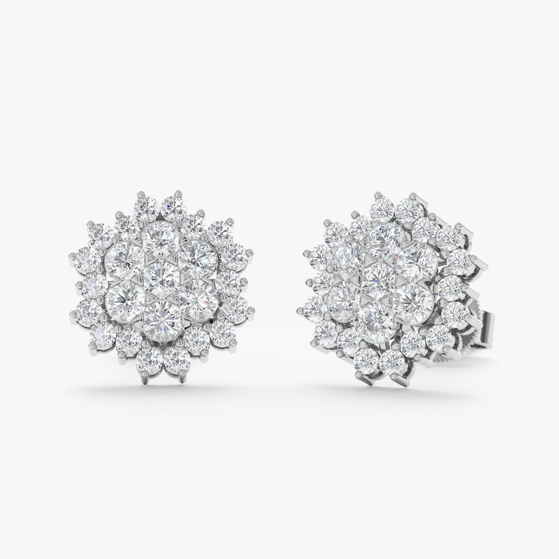 Diamond Pave Flower Stud, Elanisse