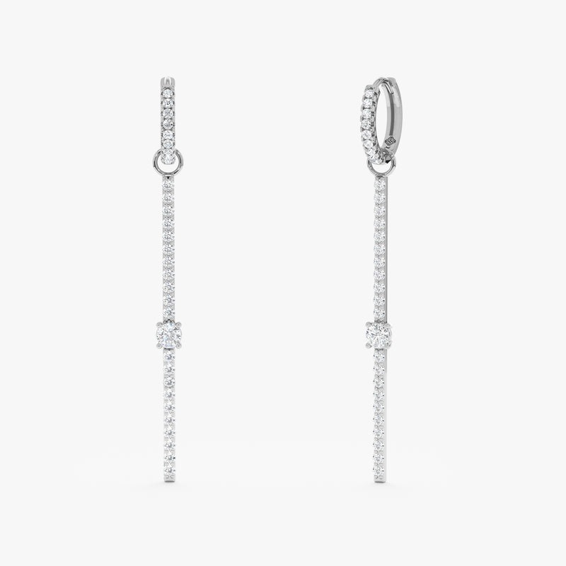Natural Diamond Linear Drop Earrings, Eira