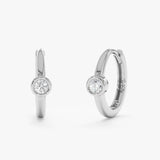 Bezel Solitaire Lab Grown Diamond Huggie, Zema