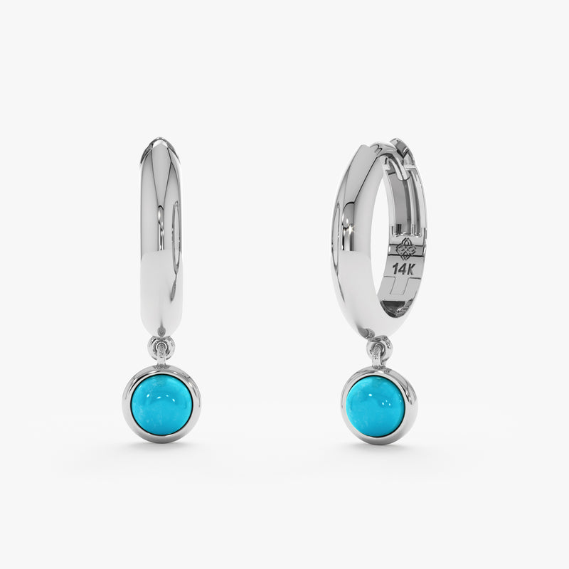 Turquoise Dangle Huggie Earrings, Azelina