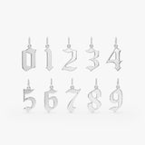 Gold Old English Number Charm, Zephyrella