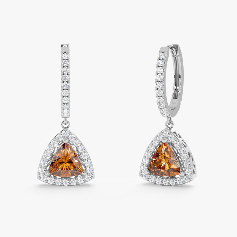 Trilliant Cut Citrine Huggie, Ziva