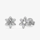 Lab Grown Diamond Flower Stud Earrings, Rowenelle