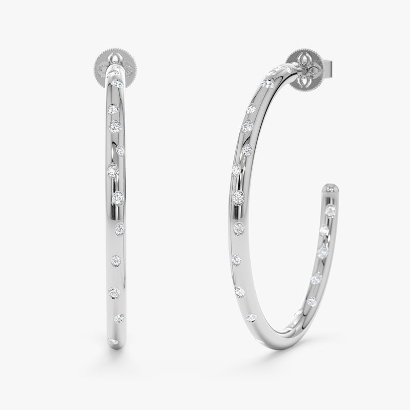 Flush Diamond Hoop Earrings, Ruthie