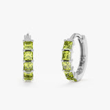 Princess Cut Peridot Huggie Earrings, River