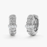 14k Ribbed Diamond Hoop Earring, Hanna