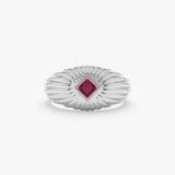 Vintage Style Princess Cut Ruby Dome Ring, Nyx