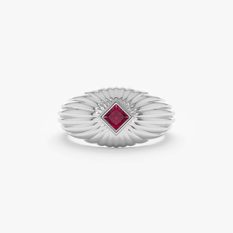 Vintage Style Princess Cut Ruby Dome Ring, Nyx
