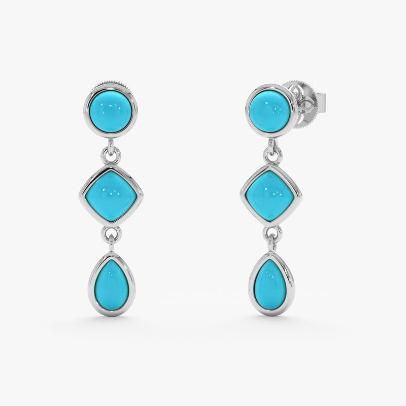 Mix Shape Turquoise Dangle Earrings, Luneth