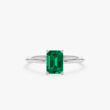 Octagon Cut Emerald Solitaire Ring, Eris