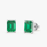 Large Octagon Emerald Stud Earrings, Lexa