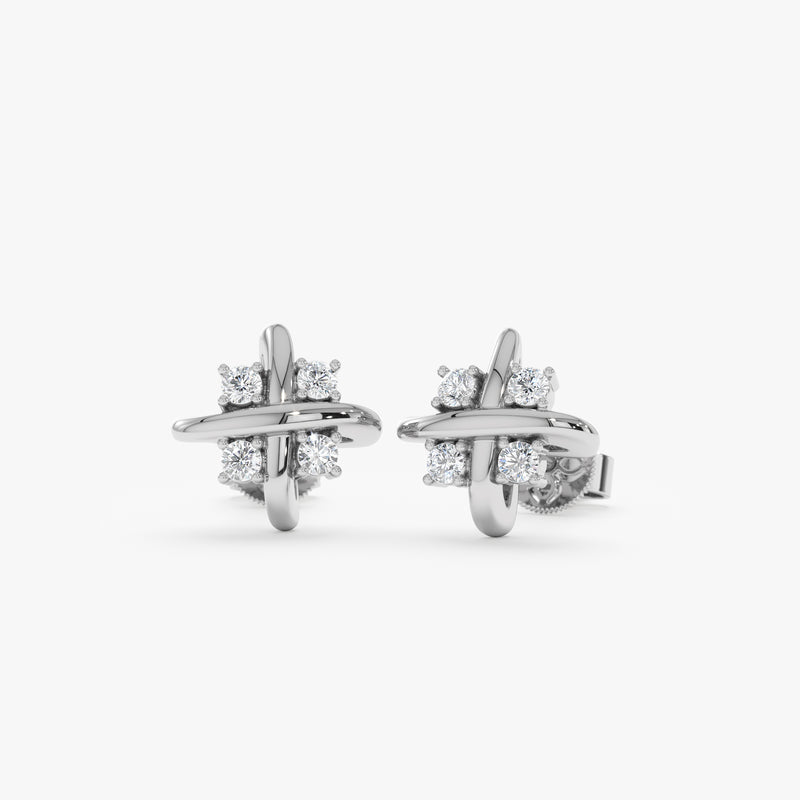 Criss Cross Natural Diamond Studs, Gabrielle