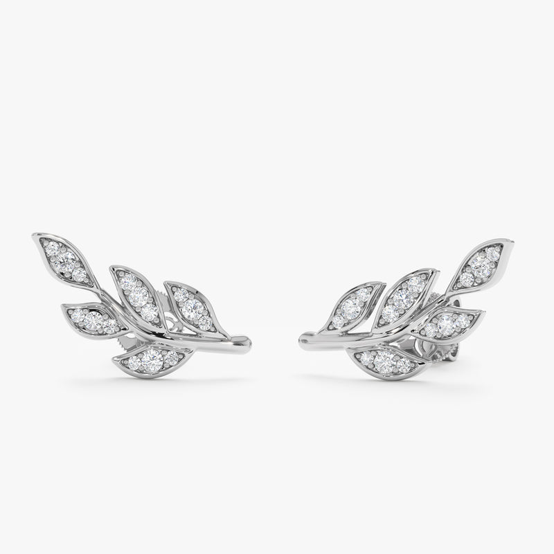 Diamond Leaf Ear Climber, Laurel