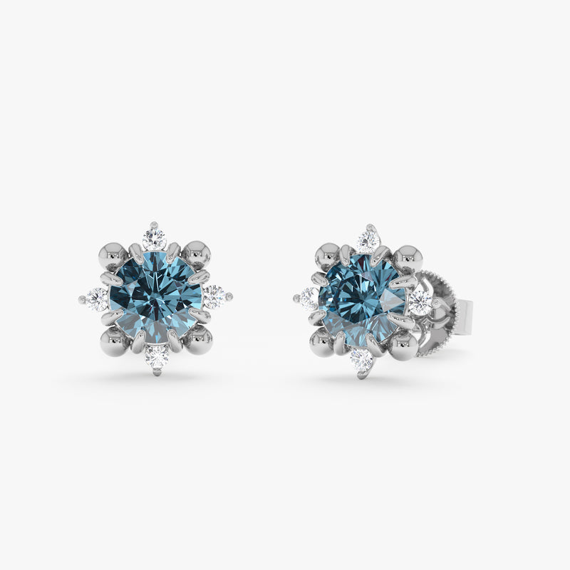 Natural Blue Topaz Stud Earrings, Ysella