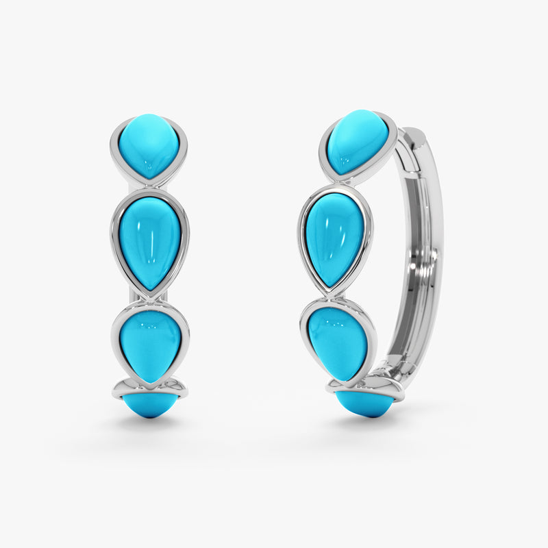 Turquoise Teardrop Huggie Earrings, Aveline