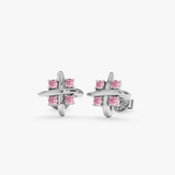 Criss-Cross Pink Sapphire Studs, Sade