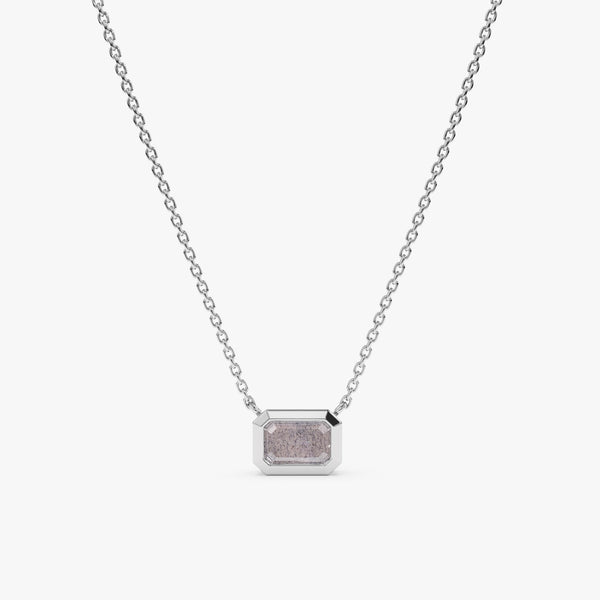 handcrafted solid white gold natural labradorite gemstone pendant