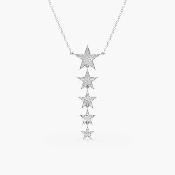handcrafted solid white gold five star pendant with cable chain