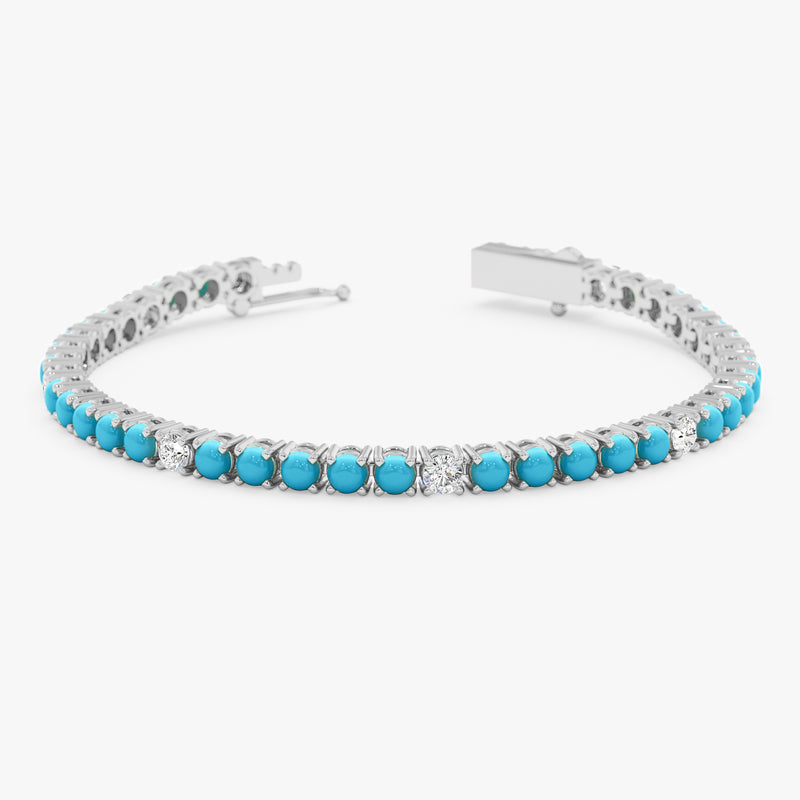Turquoise and Lab Diamond Tennis Bracelet, Yelaina