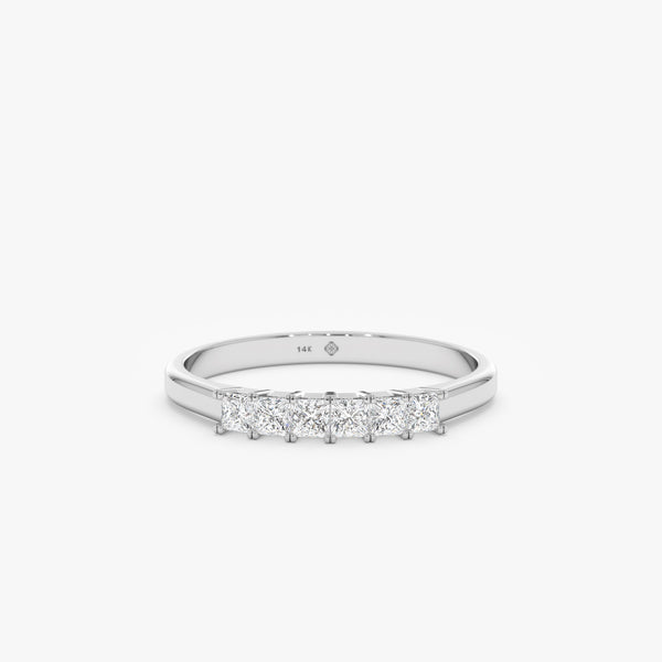 white gold princess cut diamond band