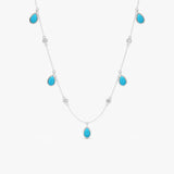 Turquoise & Diamond Dangle Station Necklace, Caelia