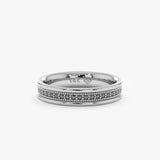 white gold beaded black diamond band