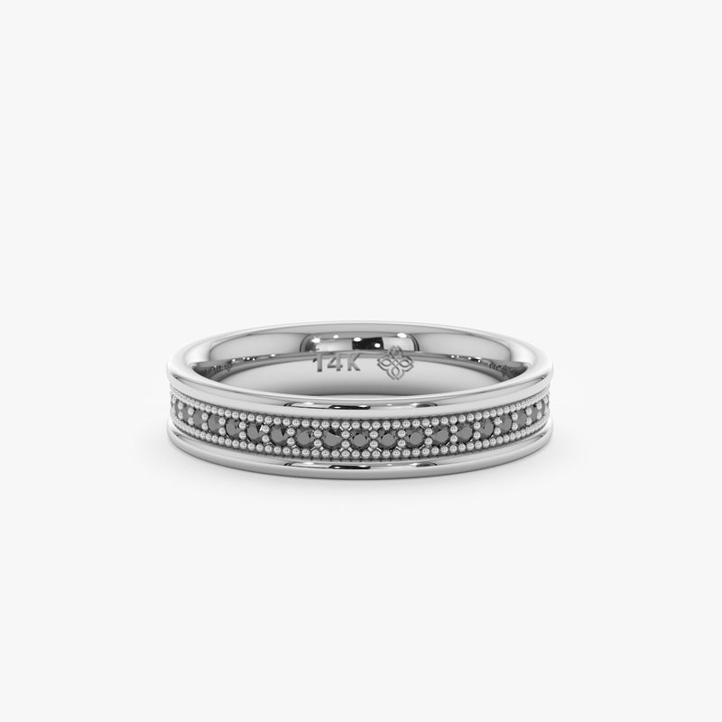 white gold beaded black diamond band