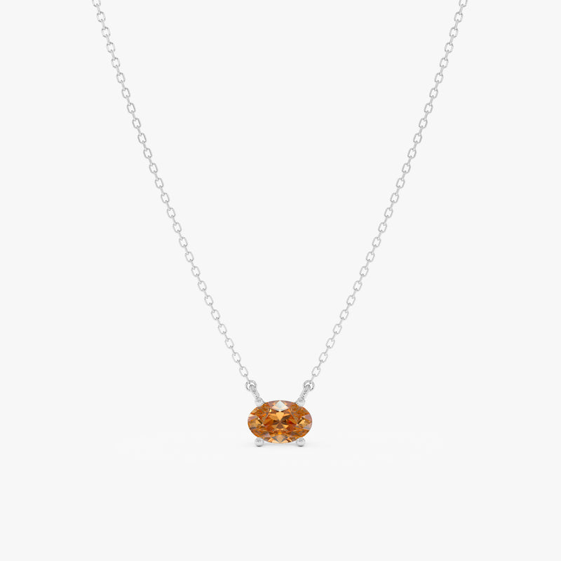 Solid Gold Citrine Oval Necklace, Loa
