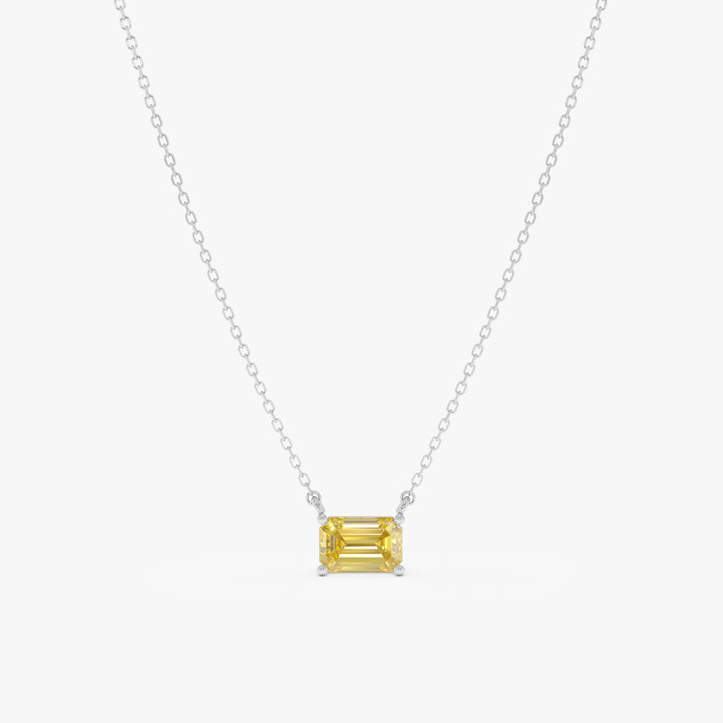 Emerald Cut Yellow Sapphire Necklace, Lexa