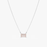 Emerald Cut Rose Quartz Necklace, Lexa