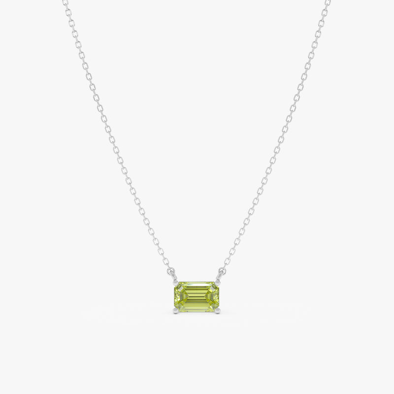 Emerald Cut Peridot Necklace, Lexa