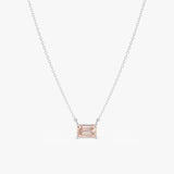 Emerald Cut Morganite Necklace, Lexa