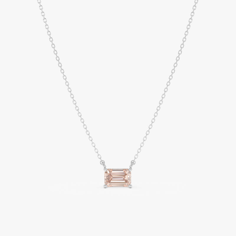 Emerald Cut Morganite Necklace, Lexa