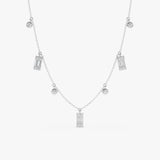 Baguette and Round Diamond Dangle Necklace, Ezri