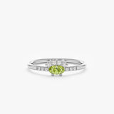 White gold natural diamond and peridot ring