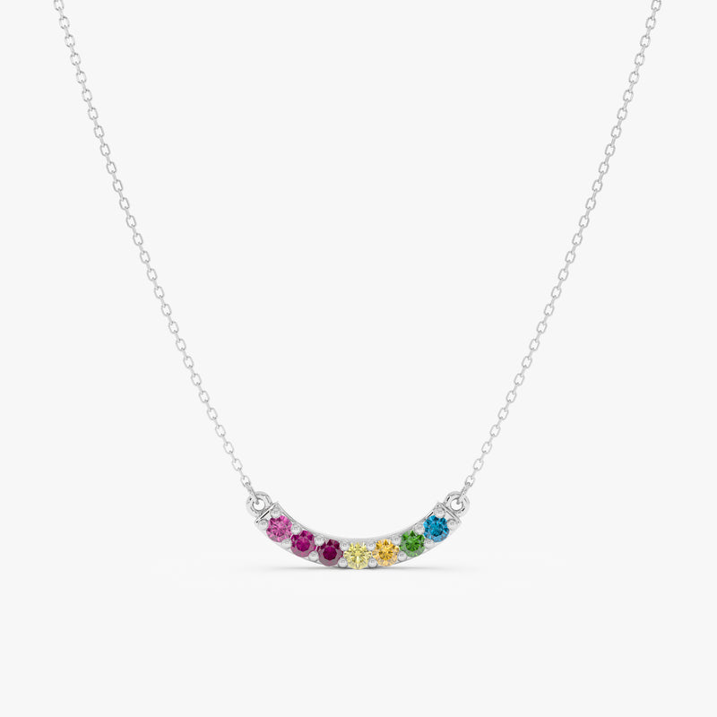 Solid Gold Rainbow Sapphire Bar Necklace, Kael