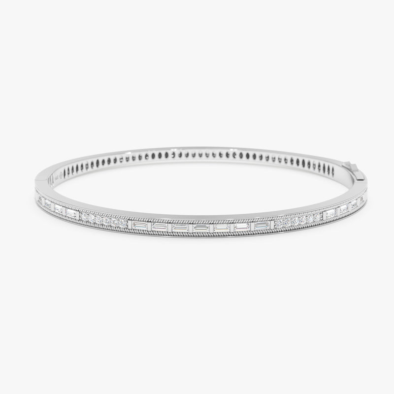 Lab Grown Baguette and Round Diamond Bangle, Vaila