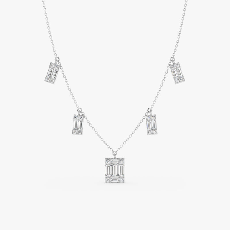 Baguette Diamond Dangle Necklace, Roux