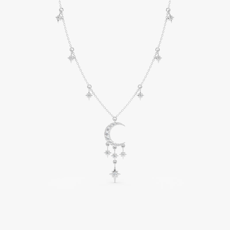 Gold Moon and Stars Diamond Necklace, Isby